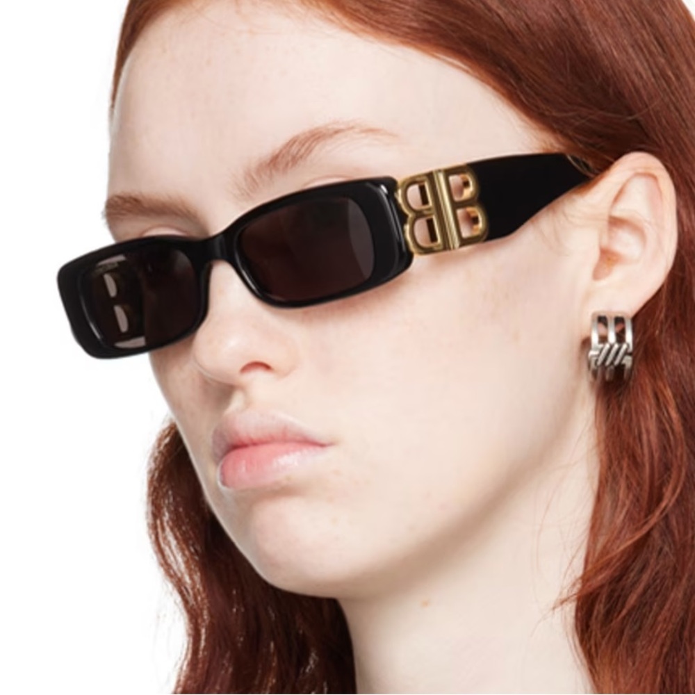 Balenciaga Black Sunglasses with Gold BB Logo